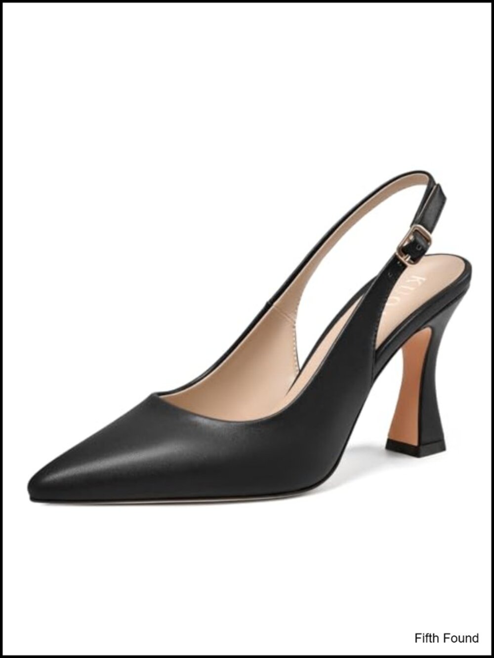 Pointed Toe Slingback Heels 3.5 Inch Stiletto Pumps Faux Leather